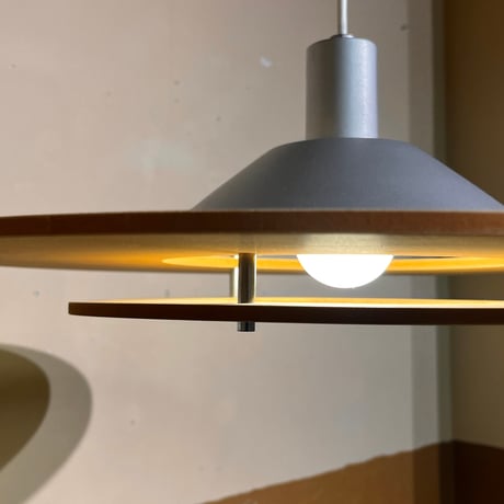 JAPAN USED WOOD & METAL SHADE PENDANT LAMP