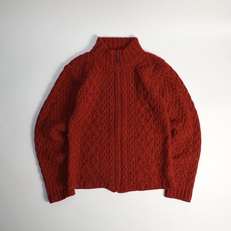 USED "INIS CRAFTS" WOOL ZIP-UP KNIT JACKET