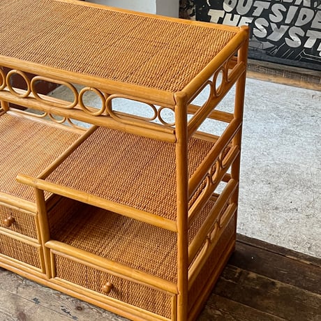 USED BAMBOO FLAME RATTAN SHELF