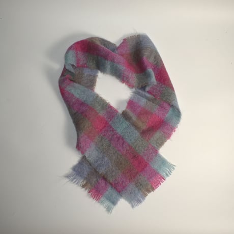USED "FOXFORD" PLAID MOHAIR MUFFLER