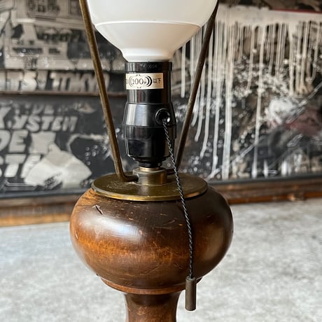 JAPAN USED WOODEN FRAME FABRIC SHADE FLOOR LAMP