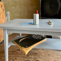 USED WOODEN STONE GRAIN LOW TABLE