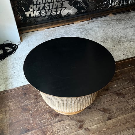 USED WOODEN TOP RATTAN CENTER TABLE