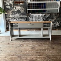 USED “HERMAN MILLER” IRON FRAME WOODEN TOP BOARD SIDEBOARD