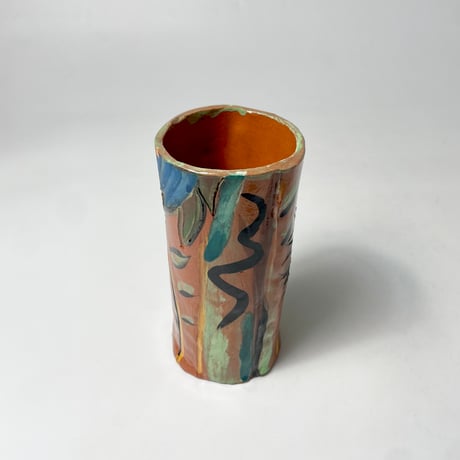 USED HAND PAINTED FLOWER VASE