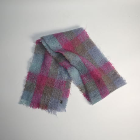 USED "FOXFORD" PLAID MOHAIR MUFFLER