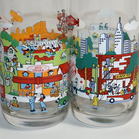 USED "COCA COLA" GLASS CUP SET