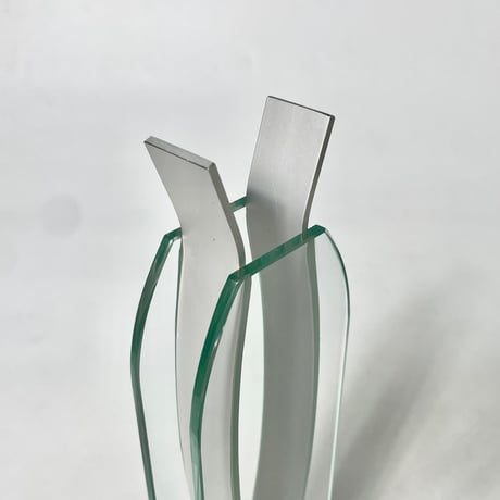 USED GLASS & STAINLESS FLOWER VASE