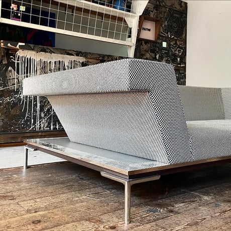 JAPAN USED IRON LEG FABRIC SEAT 2P SOFA