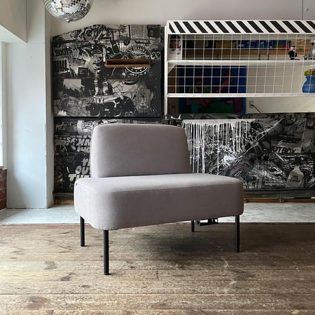 JAPAN USED "OKAMURA" IRON LEG FABRIC 1P SOFA