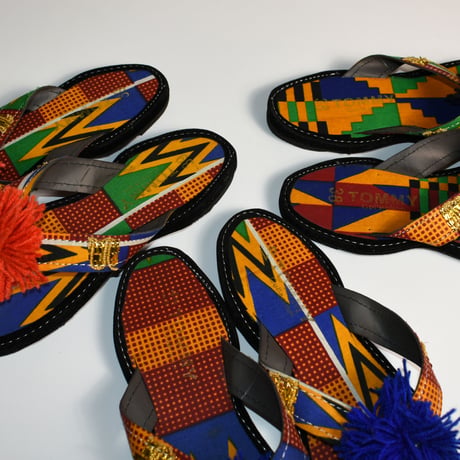 LADIES "TOMMY" AFRICAN BATIK FLIP FLOPS