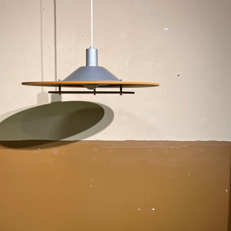 JAPAN USED WOOD & METAL SHADE PENDANT LAMP