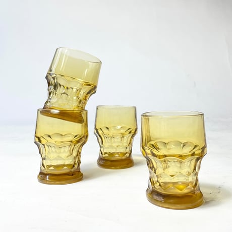 VINTAGE 60-80'S "GEORGIAN" HONEY GOLD GLASSES