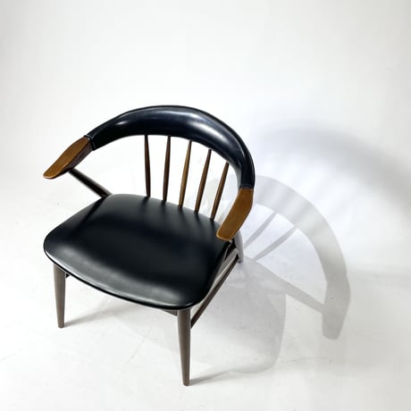 JAPAN VINTAGE 70'S "ASAHI" WOODEN VINYL LEATHER CHAIR