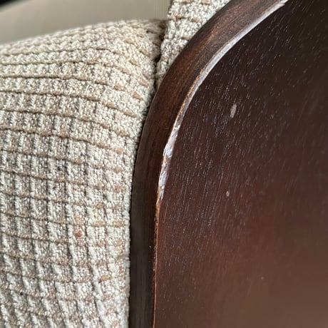 JAPAN USED “FUJI FURNITURE / TAPIO” WALNUT FRAME FABRIC 3P SOFA