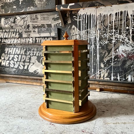 USED WOODEN & IRON ROTATING DISPLAY SHELF