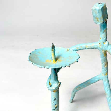 USED UNKNOWN ARTIST IRON CANDLE HOLDER STATUE