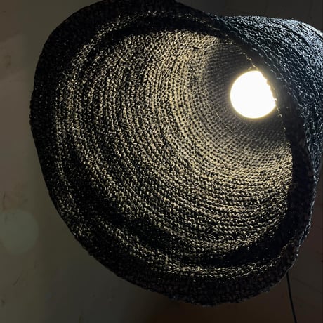 USED STRAW SHADE PENDANT LAMP