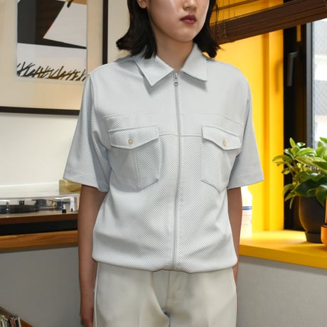 USED 90'S "JHON BLAIR" ZIP UP S/S SHIRT