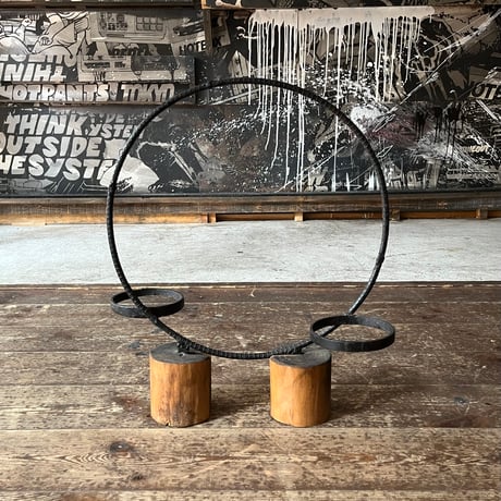 USED WODDEN & IRON PLANTER HOLDER