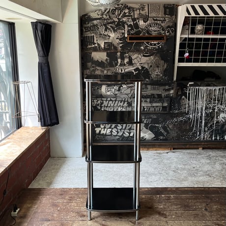 USED STEEL FRAME WOODEN DISPLAY RACK