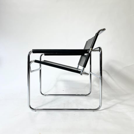 VINTAGE 70-80'S LEATHER CHROME FLAME LOUNGE CHAIR