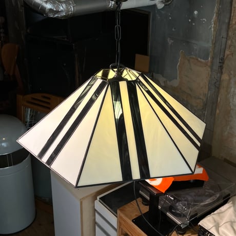 USED HANDMADE STAINED GLASS SHADE PENDANT LAMP