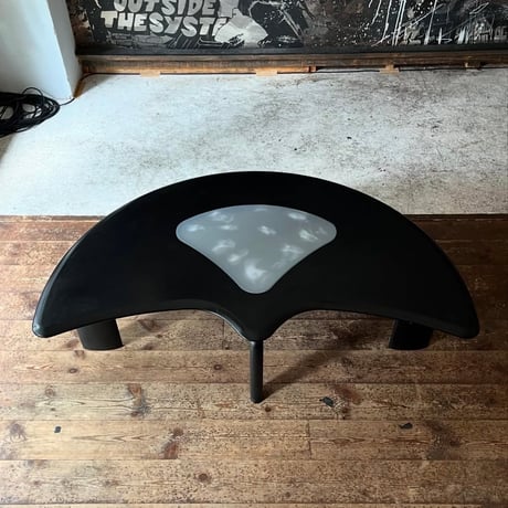 USED WOODEN FRAME GLASS TOP BOARD CENTER TABLE