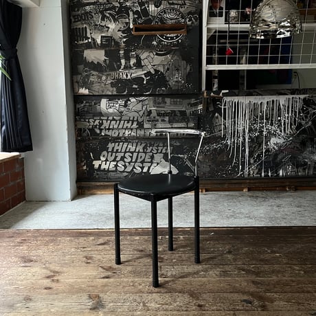 JAPAN USED IRON LEG VINYL LEATHER CHAIR