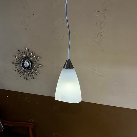 JAPAN USED GLASS & STAINLESS SHADE PENDANT LAMP