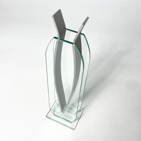 USED GLASS & STAINLESS FLOWER VASE