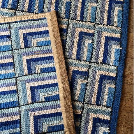 VINTAGE HANDMADE GEOMETRIC PATTERN COTTON RUG
