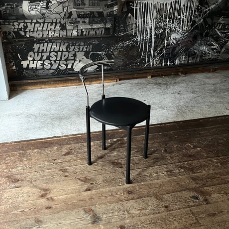 JAPAN USED IRON LEG VINYL LEATHER CHAIR