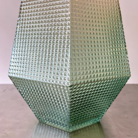USED GLASS TEXTURE HEXAGON FLOWER VASE