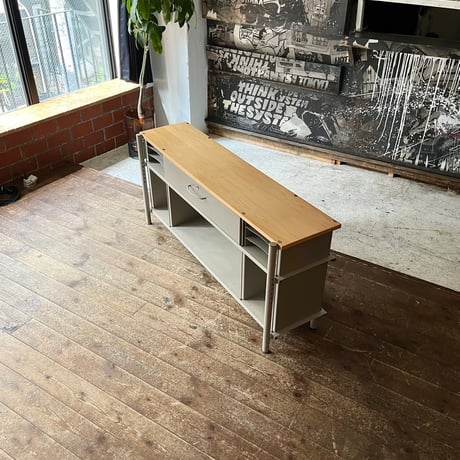 USED “HERMAN MILLER” IRON FRAME WOODEN TOP BOARD SIDEBOARD
