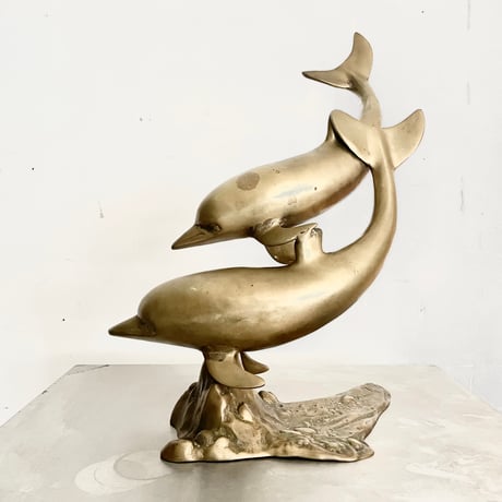 VINTAGE BRASS DOLPHIN SCULPTURE