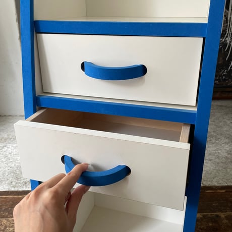 USED BLUE WOODEN SHELF