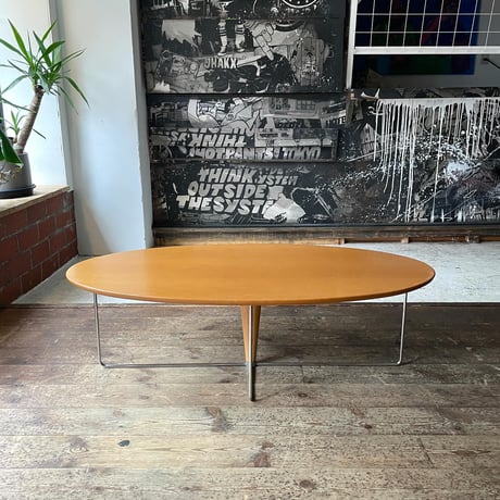 USED WOODEN TOP BOARD IRON LEG LOW TABLE