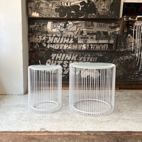 USED "KARE" WIRE GLASS TOP STACKING SIDE TABLE