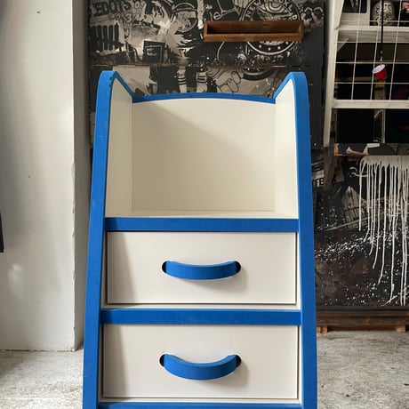 USED BLUE WOODEN SHELF
