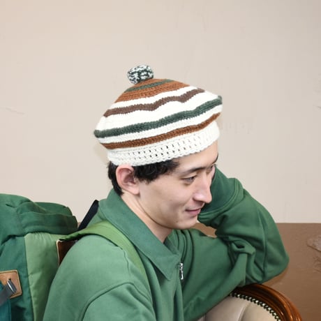 COMFORTABLE REASON "Stripe Tam O'Shanter Hat"