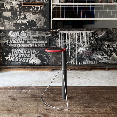 JAPAN USED “PUFF” WOODEN & STEEL LEG SIDE TABLE
