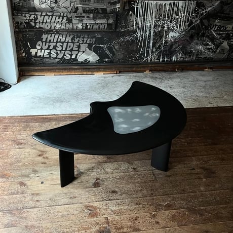 USED WOODEN FRAME GLASS TOP BOARD CENTER TABLE