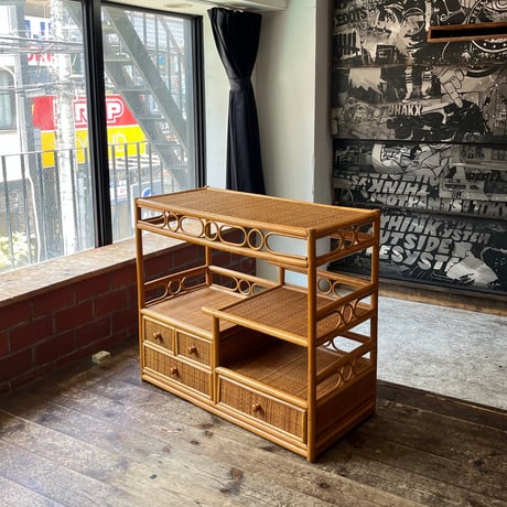 USED BAMBOO FLAME RATTAN SHELF