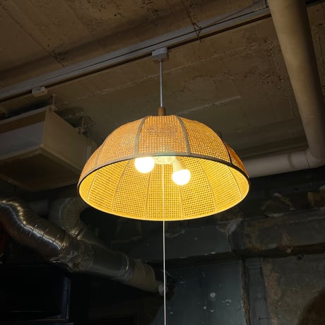 JAPAN USED RATTAN SHADE PENDANT LAMP