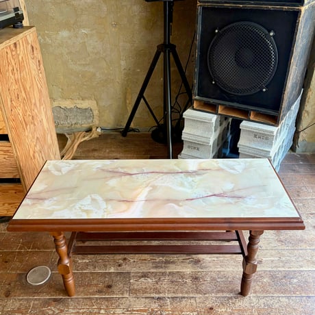 USED WOODEN & MARBLE PATTERN LOW TABLE