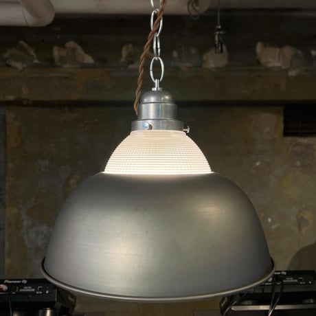 USED STEEL GLASS SHADE PENDANT LAMP