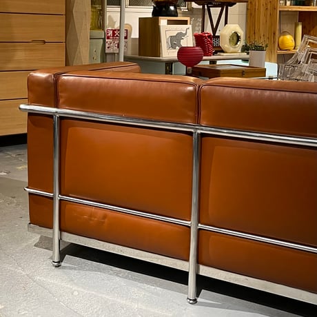 USED METAL FRAME LEATHER 3P SOFA