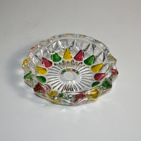 USED HAND PAINTED GLASS ASHTRAY
