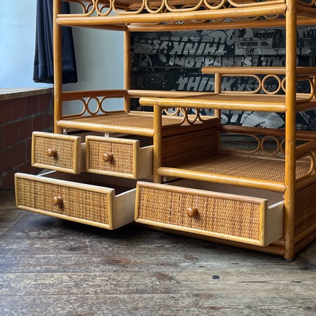 USED BAMBOO FLAME RATTAN SHELF
